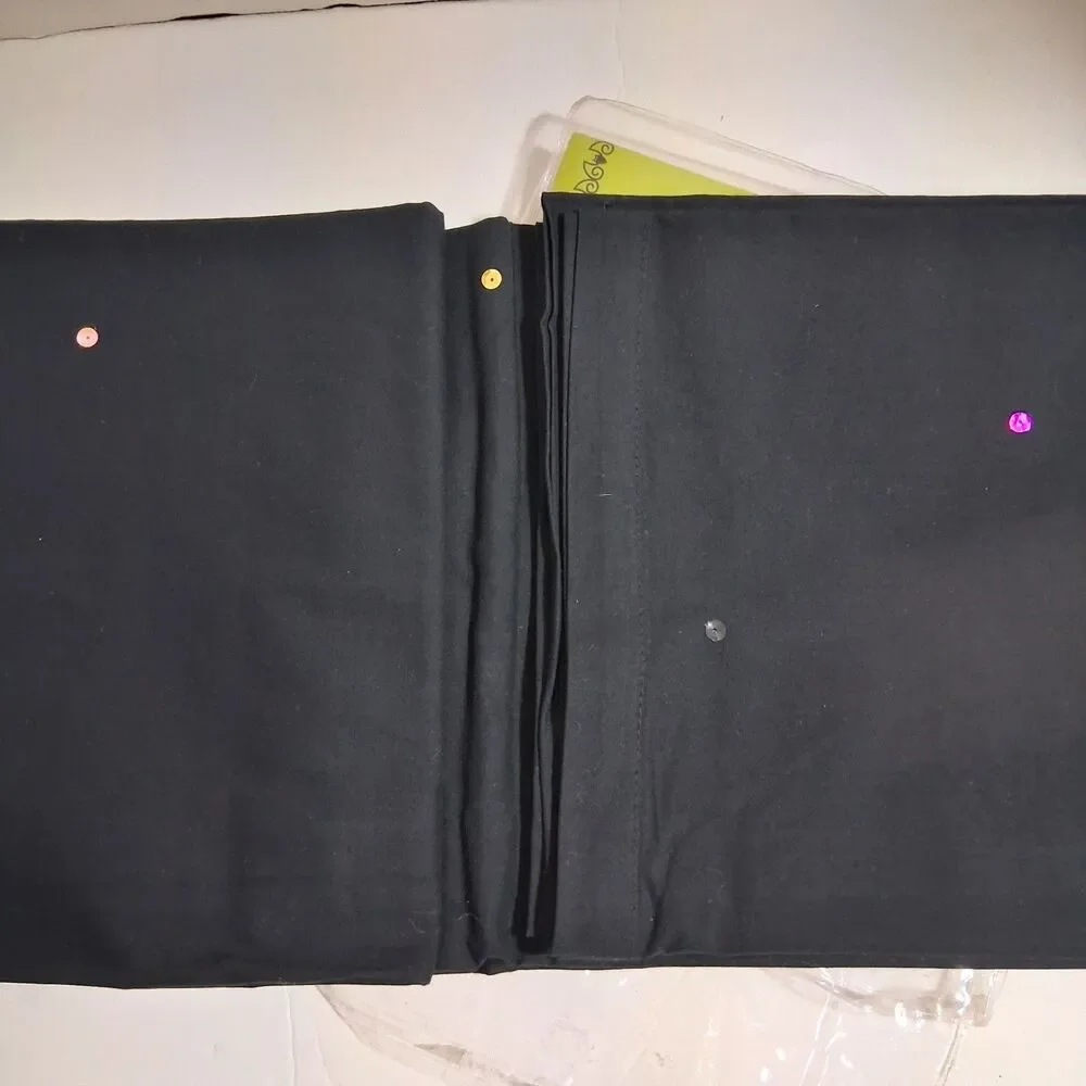 Halloween Tablecloth Oblong Black Shiny Sequins Cotton 60in x 84in Table Cover